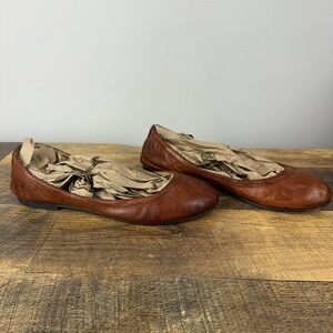 FRYE Women's Leather Carson Ballet Flats Brown Slip On Shoes Size 8.5 B
